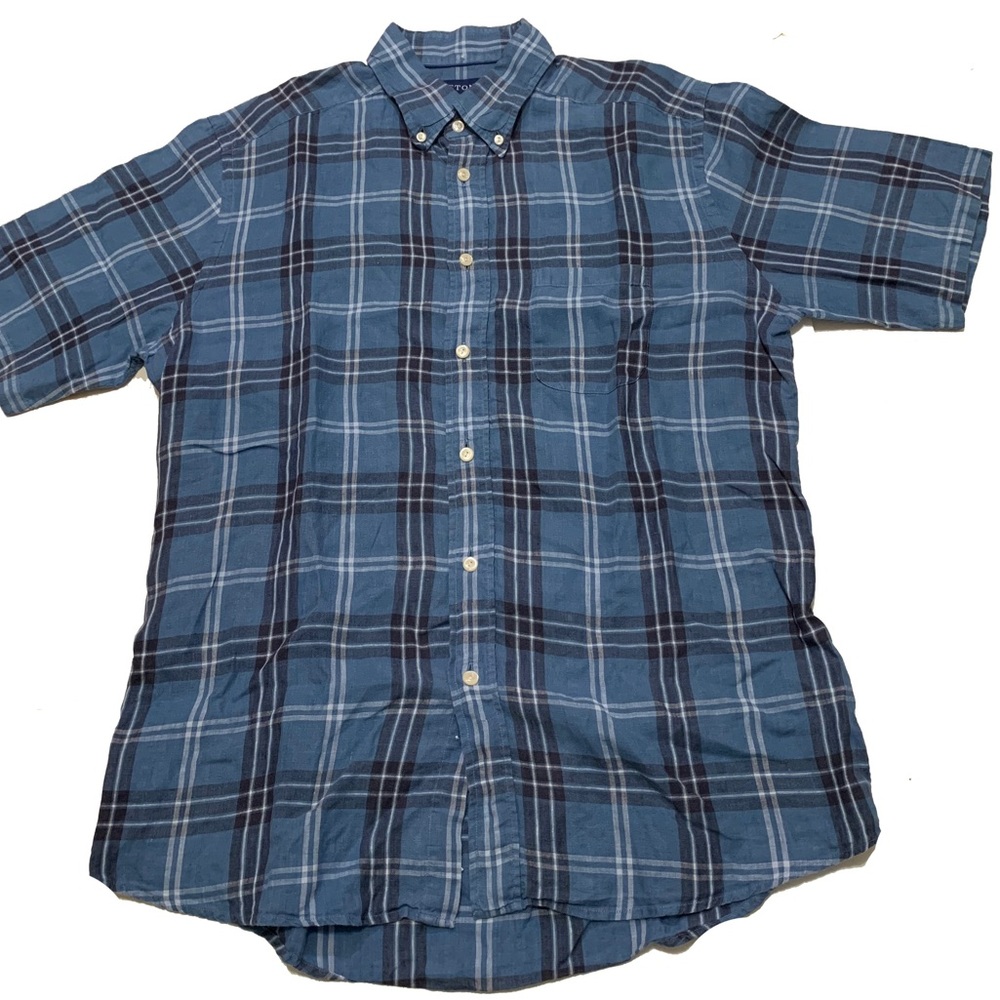 Eton Blue Plaid Casual Button Down Shirt